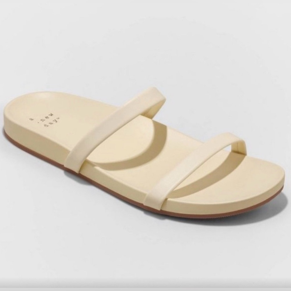 A New Day Nadine Skinny Strap Butter Pastel Yellow Slides Sandals